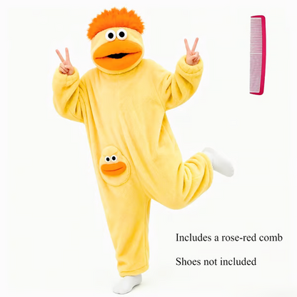 Big Mouth Monster Onesie Pajamas with Large Comb – Oversized Plush Fleece Hooded One Piece for Sleep & Party
